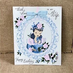 Vintage Treasure Masters Elegant Lady Southern Belle Hand Painted Birthday Card